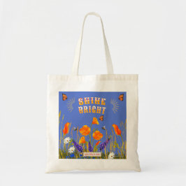 Bolso De Tela Flores silvestres florales Poppies Mariposas