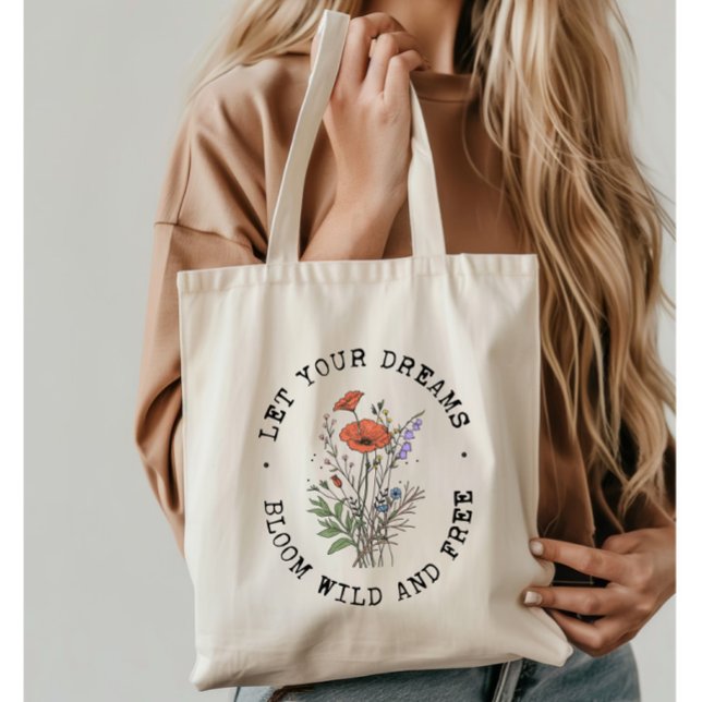 Bolso De Tela Flores silvestres Inspiradoras citas florales (Subido por el creador)