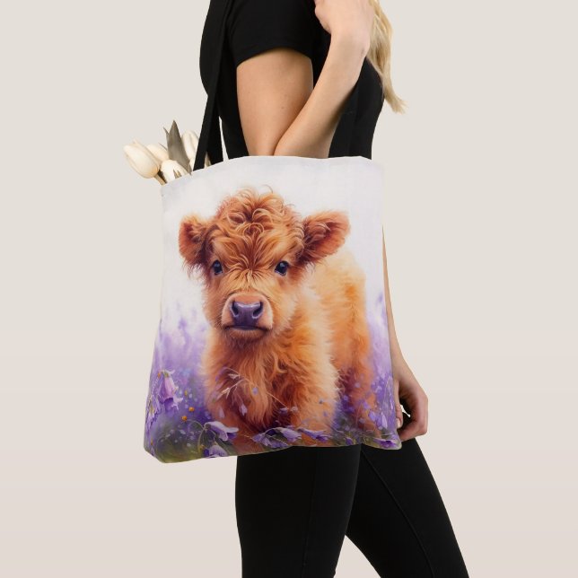 Bolso De Tela Flores silvestres moradas de vaca de raza altícola (Detalle)