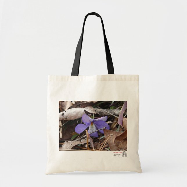 Bolso De Tela Flores silvestres Pájaros Violeta de pies Terraza  (Frente)