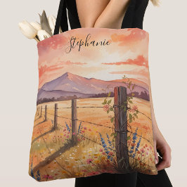 Bolso De Tela Flores silvestres personalizadas al atardecer