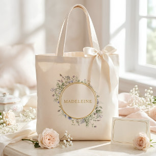 Bolso De Tela Flores silvestres personalizadas en oro