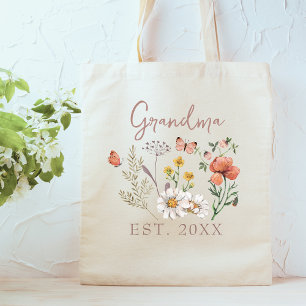 Bolso De Tela Flores silvestres personalizadas para la abuela