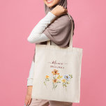 Bolso De Tela Flores silvestres regalos de dama de honor fiestas<br><div class="desc">Flores silvestres regalos de novia fiesta de novias favorece el nombre personalizado de las bolsas de té. Flores acuáticas para un tema de flores de jardín.</div>