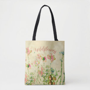 Bolso De Tela Flores silvestres Texto