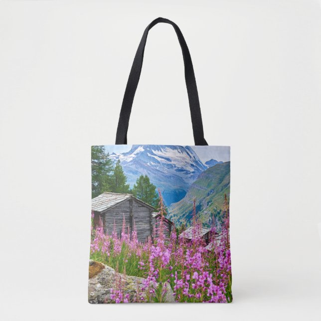 Bolso De Tela Flores | Summer Matterhorn Suiza (Anverso)