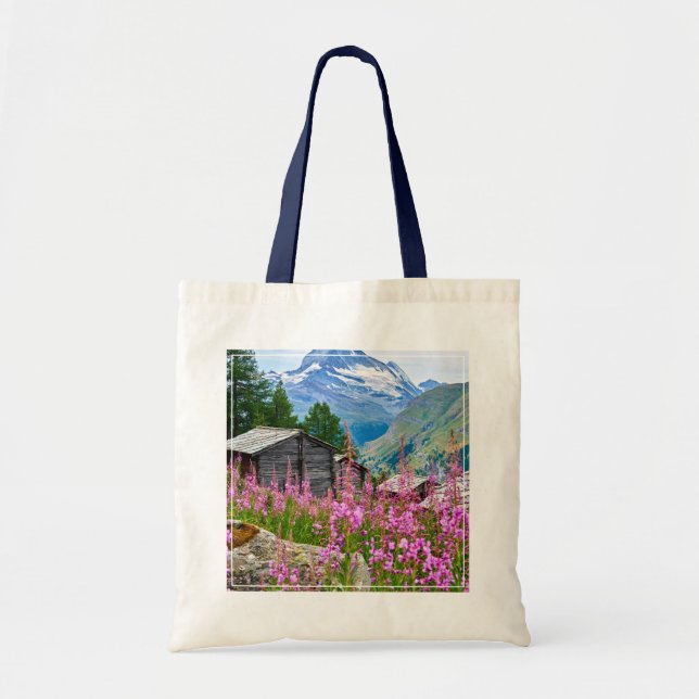 Bolso De Tela Flores | Summer Matterhorn Suiza (Frente)