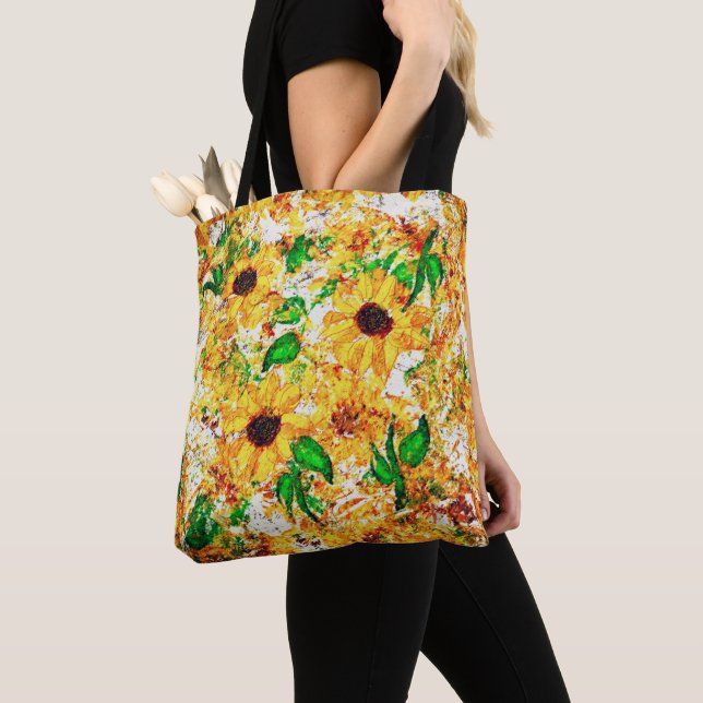 Bolso De Tela Flores suníes expresionantes flor amarilla brillan (Detalle)