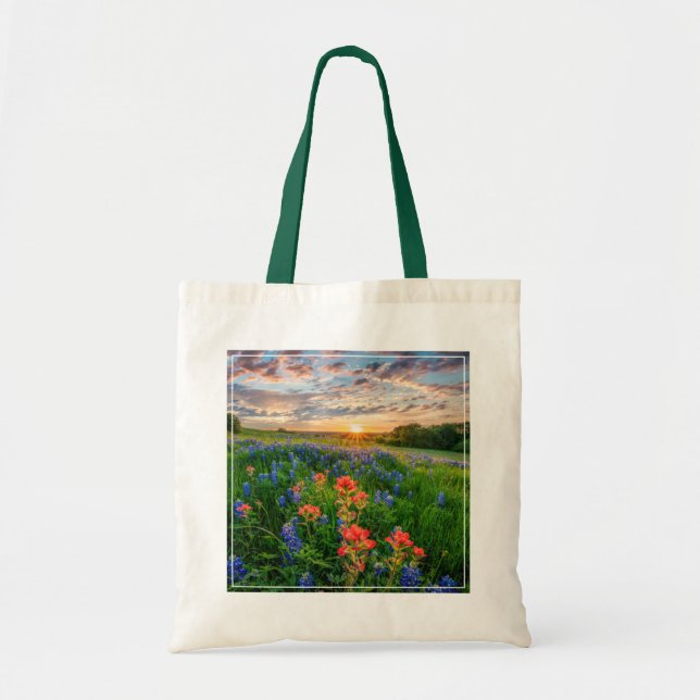 Bolso De Tela Flores | Texas Bluebonnets y pincel indio (Frente)