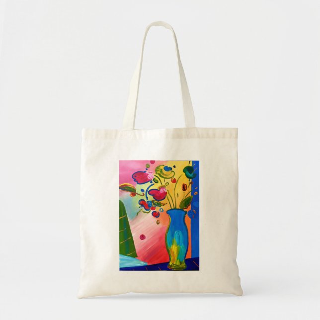 Bolso De Tela Flores Tote inspirado en Peter Max (Frente)