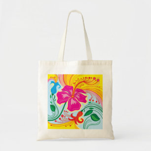 Bolso De Tela Flores Tropicales Azotadas por el Viento