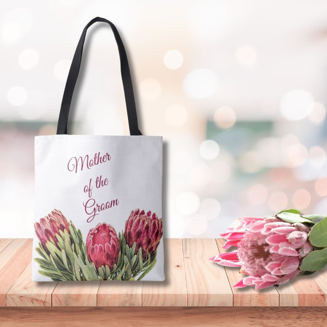 Bolso De Tela Flores Tropicales Botánicas Protea Rosa Hojas Verd (Subido por el creador)