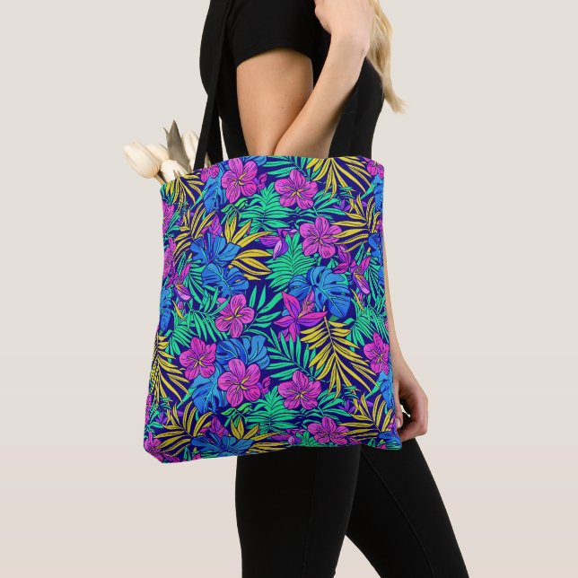 Bolso De Tela Flores tropicales brillantes (Detalle)