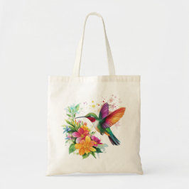 Bolso De Tela Flores tropicales de colibrí
