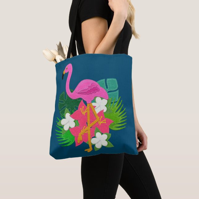 Bolso De Tela Flores tropicales de flamenco rosa (Detalle)