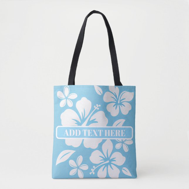 Bolso De Tela Flores tropicales de playa azul (Anverso)