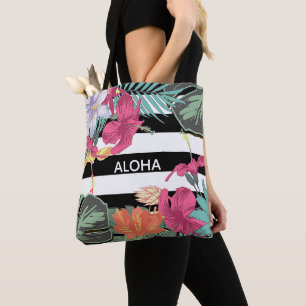Bolso De Tela Flores Tropicales Florales Hojas Chic Botánico