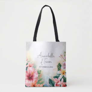 Bolso De Tela Flores Tropicales Hawaianas Boda Nombre Personaliz