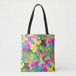 Bolso De Tela Flores tropicales hawaianas dejan flores coloridas