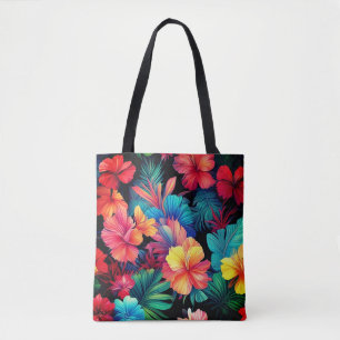 Bolso De Tela Flores tropicales Naranja floral hojas-66771