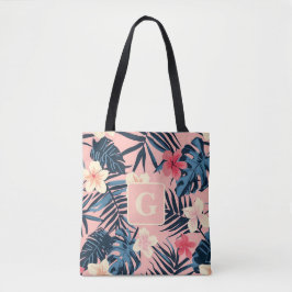 Bolso De Tela Flores tropicales rosa Monograma