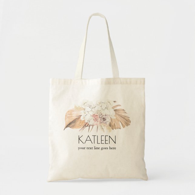 Bolso De Tela Flores tropicales y hojas de palmera secas (Frente)