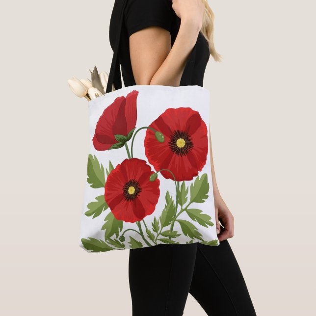 Bolso De Tela Flores veraniegas alegres con adormidera (Detalle)
