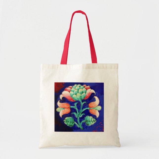 Bolso De Tela FLORES, verde rosa azul (Frente)