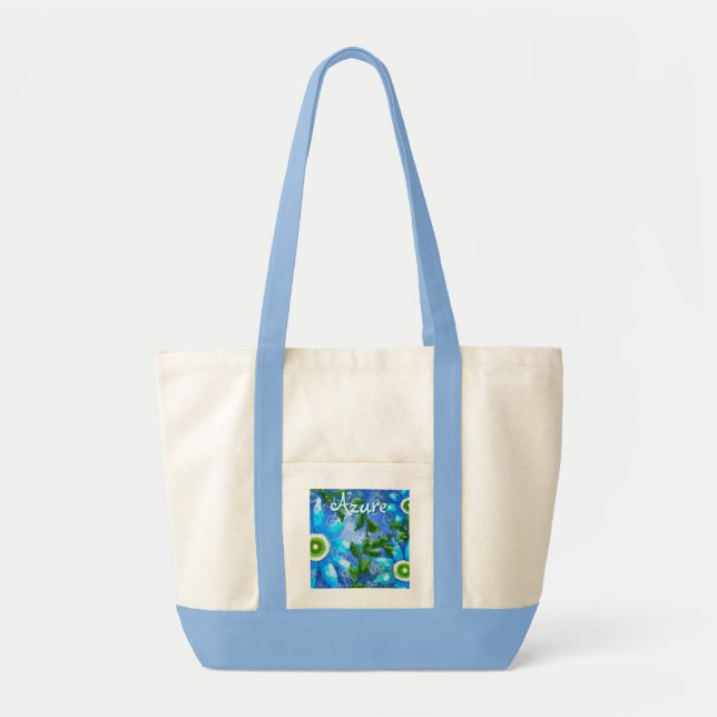 Bolso De Tela Flores verdes azules de abstrato floral personaliz (Frente)