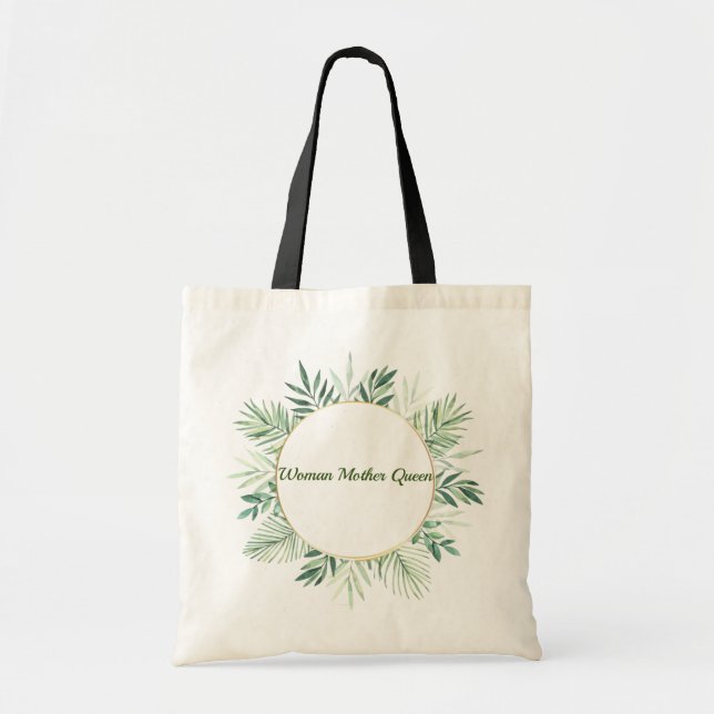 BOLSO DE TELA FLORES VERDES CON DEDICACIÓN (Frente)