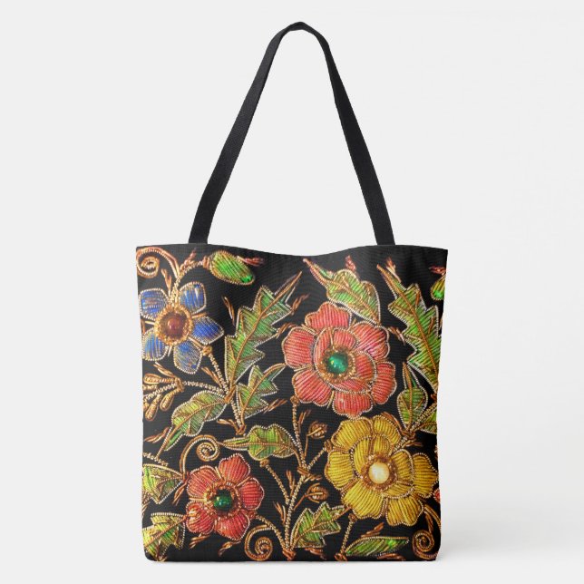 Bolso De Tela Flores victorianas rotas (Reverso)
