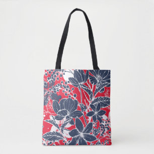 Bolso De Tela Flores Vintage dibujadas a mano, patrón elegante.