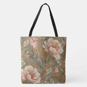 Bolso De Tela Flores, Vintage, Floraciones de Jardín Glamurosas