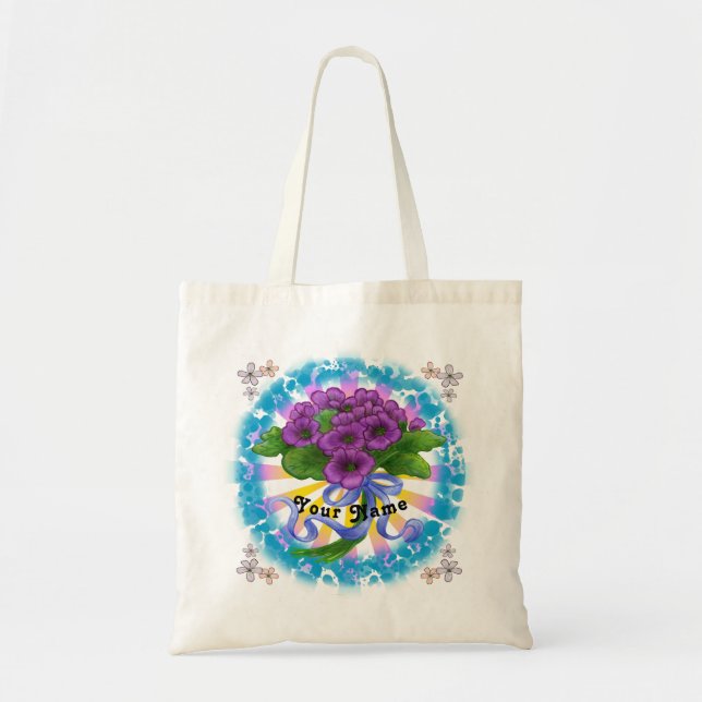 Bolso De Tela Flores violetas Bouquet (Frente)