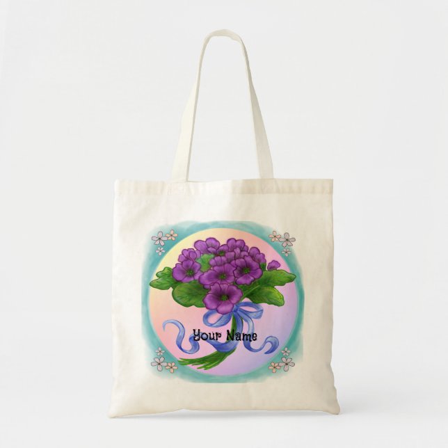 Bolso De Tela Flores violetas Bouquet (Frente)