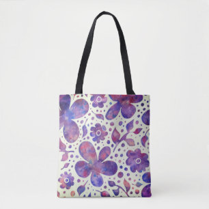 Bolso De Tela Flores violetas románticas y deja el arte original