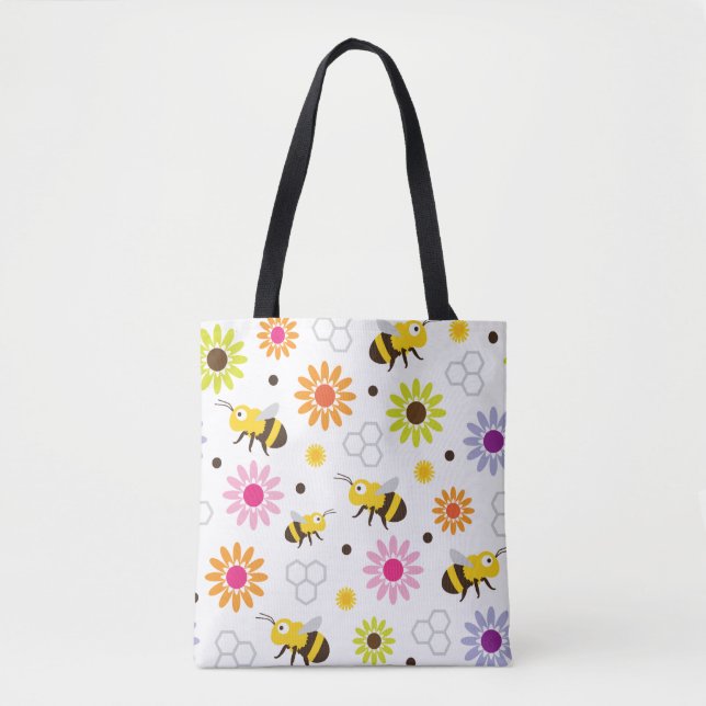 Bolso De Tela Flores y abejas (Anverso)