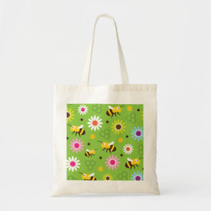 Bolso De Tela Flores y abejas