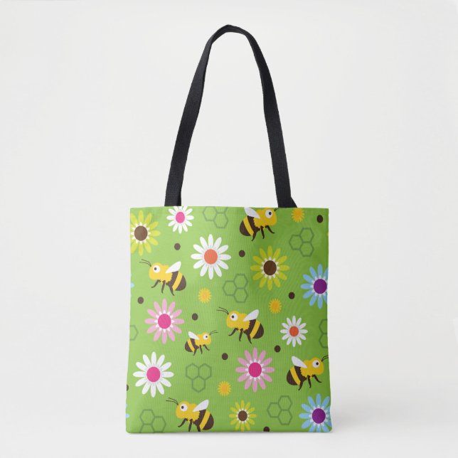 Bolso De Tela Flores y abejas (Anverso)
