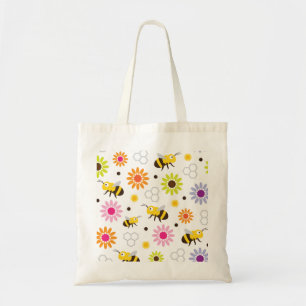 Bolso De Tela Flores y abejas