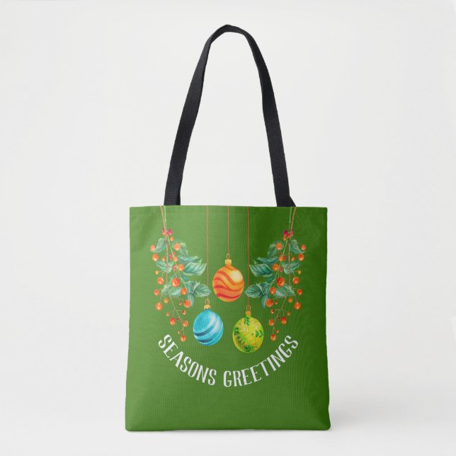 Bolso De Tela Flores y Adornos de Navidad (Anverso)