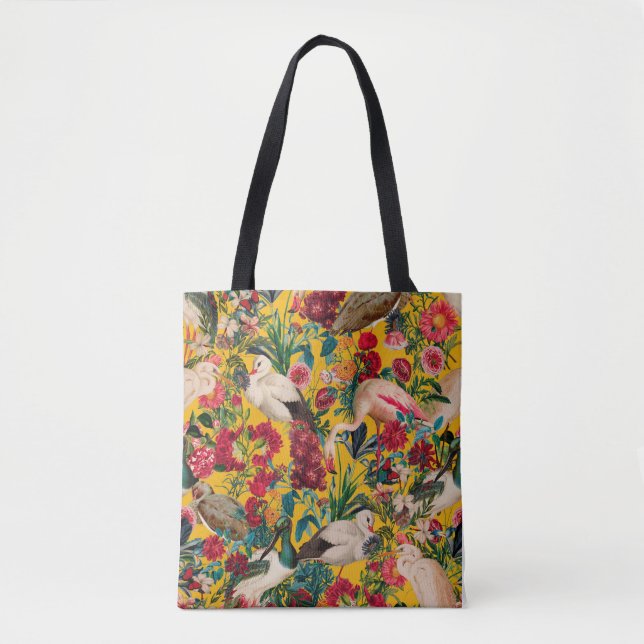 BOLSO DE TELA FLORES Y AVES XVIII (Anverso)
