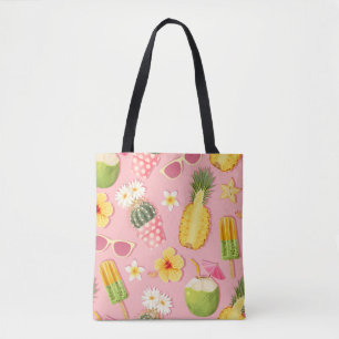 Bolso De Tela Flores y frutos exóticos vintage sin fisuras