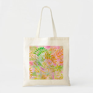 Bolso De Tela Flores y hojas abstractas