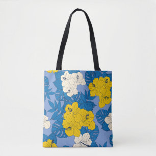 Bolso De Tela Flores y hojas de Hibiscus