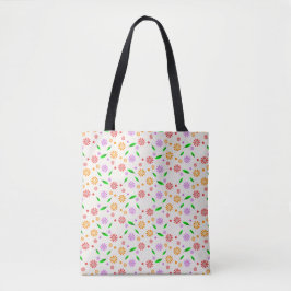 Bolso De Tela Flores y hojas vibrantes de primavera