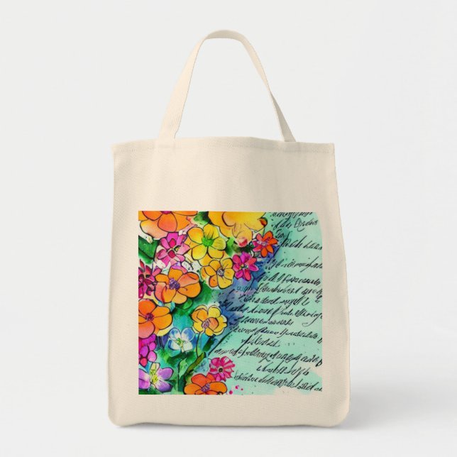 Bolso De Tela Flores y letras (Frente)