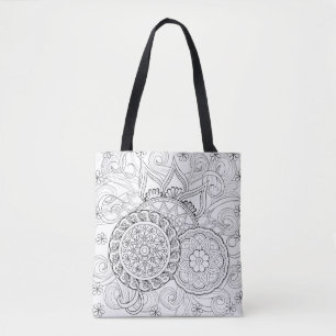 Bolso De Tela Flores y mandalas 2 del Doodle