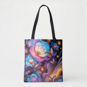 Bolso De Tela Flores y mariposas