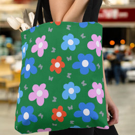Bolso De Tela Flores y mariposas brillantes